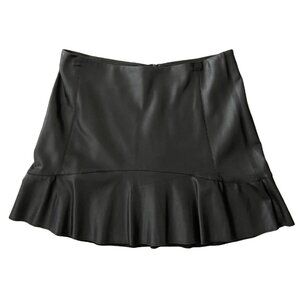 Mango Faux Leather Black Mini Skirt